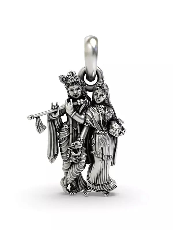 exotic india Radha Krishna Sterling Silver Pendant