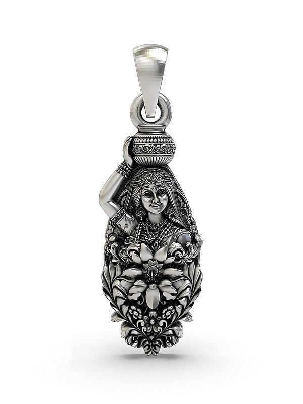 exotic india Radha Rani with Matki (Pot) Pendant
