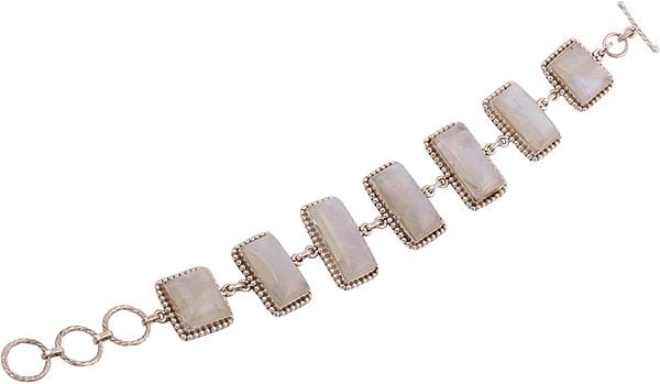 Exotic India Rainbow Moonstone Baguette Bracelet