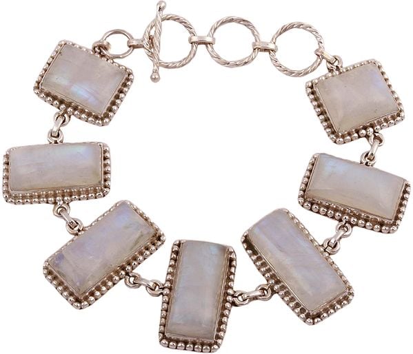 exotic india Rainbow Moonstone Baguette Bracelet 