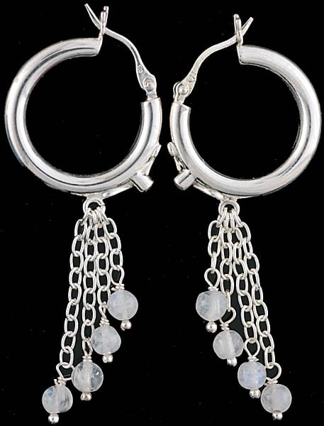 exotic india Rainbow Moonstone Hoop Chandeliers