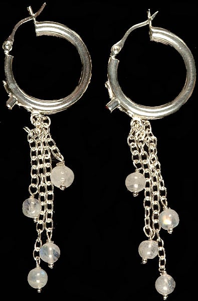 exotic india Rainbow Moonstone Hoop Earrings