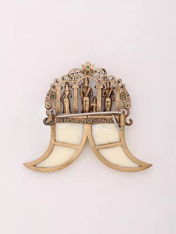 Exotic India Ram Darbar Brooch With Tiger Nail 