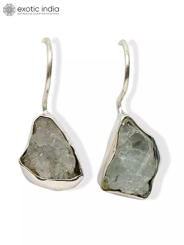 Exotic India Raw Gemstone Hook Earrings 