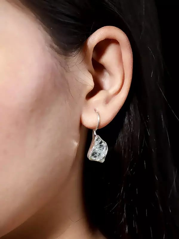 exotic india Raw Gemstone Hook Earrings 