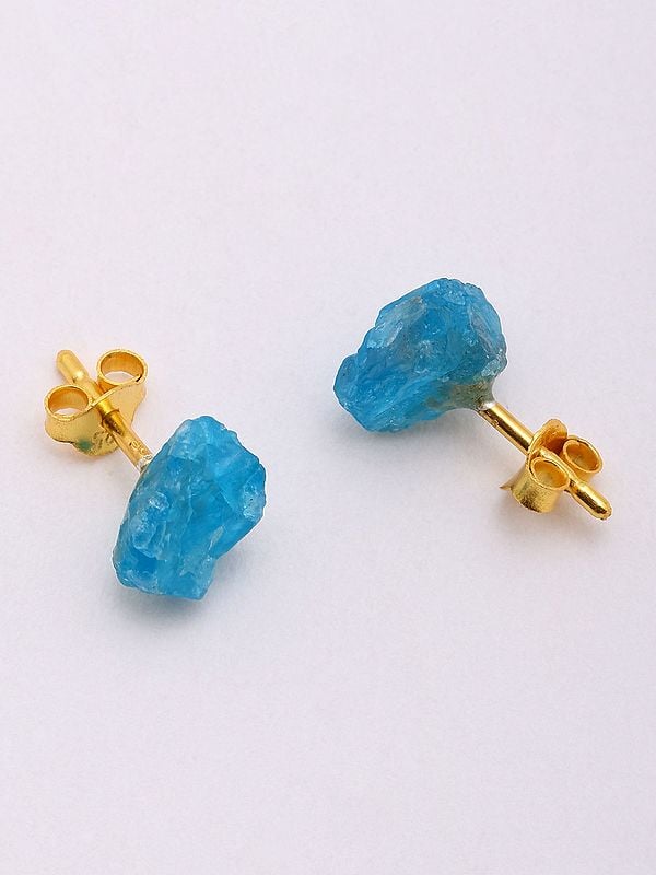 Exotic India Raw Neon Apatite Gemstone Studs