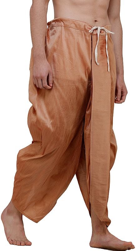Exotic India Ready To Wear Plain Silk Dhoti 