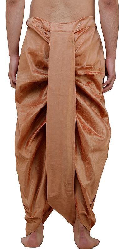 Exotic India Ready To Wear Plain Silk Dhoti 