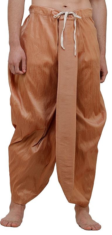 exotic india Ready to Wear Plain Silk Dhoti 