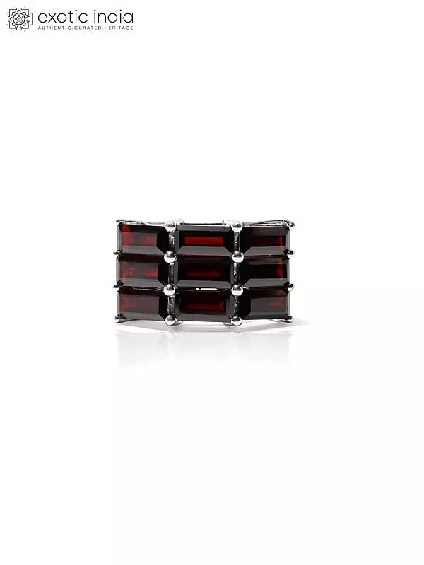 exotic india Rectangular Cut Garnet Gemstones Ring