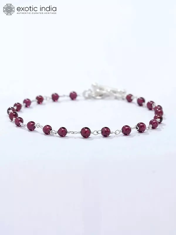 Exotic India Rhodolite Garnet Beaded Bracelet 