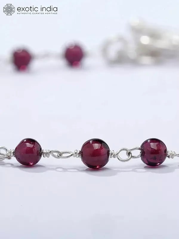 Exotic India Rhodolite Garnet Beaded Bracelet 