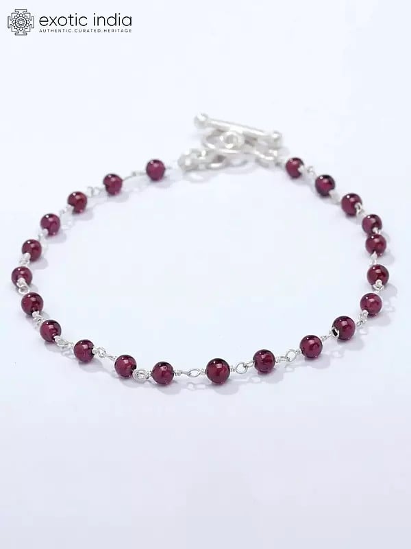 Exotic India Rhodolite Garnet Beaded Bracelet 