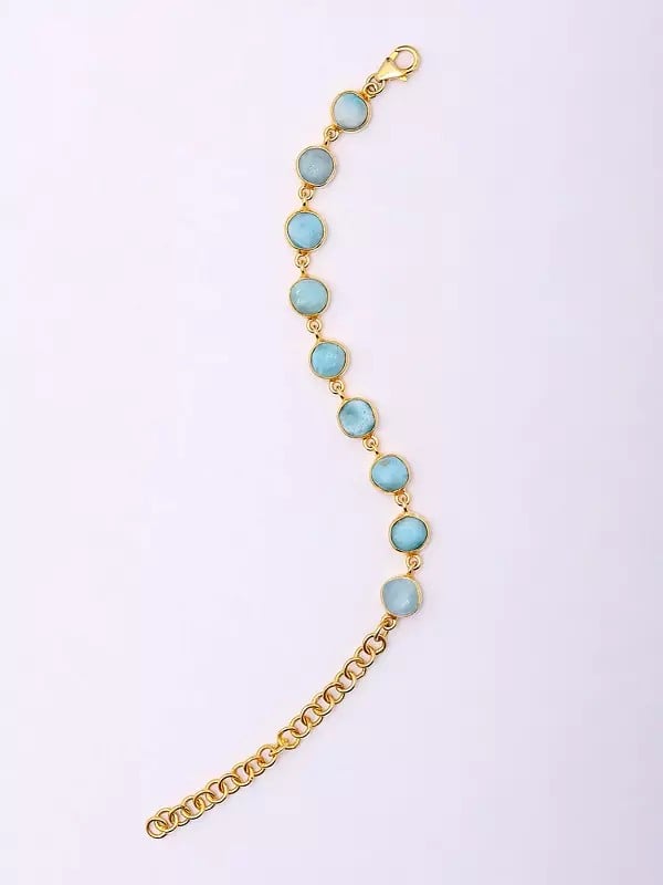 Exotic India Round Shape Cabochon Larimar Bracelet