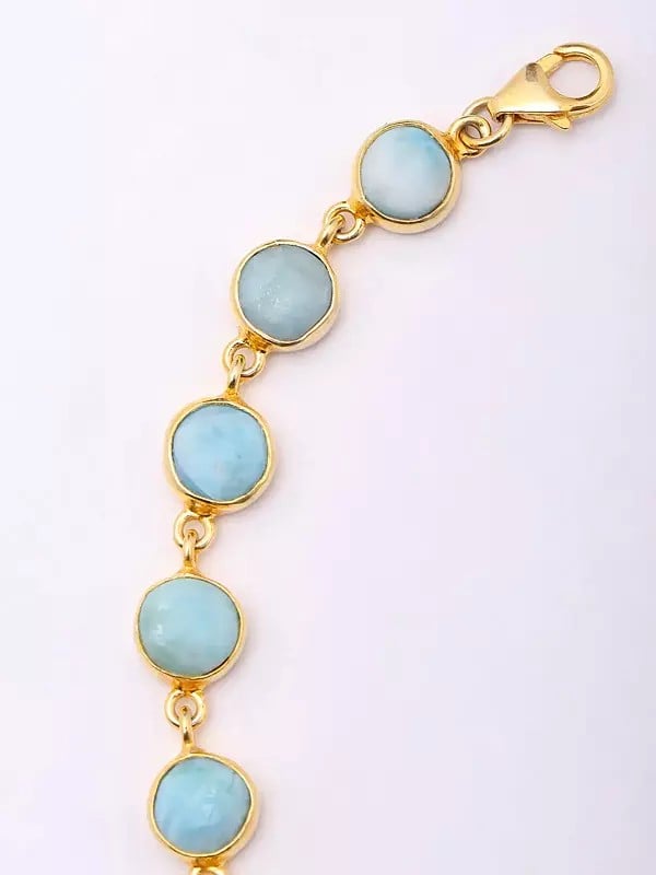 Exotic India Round Shape Cabochon Larimar Bracelet