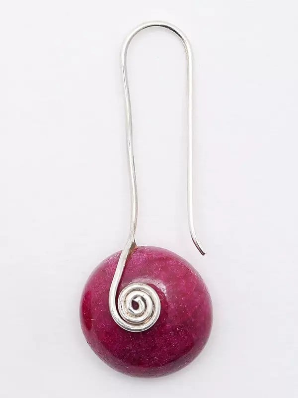 Exotic India Round Shape Cabochon Ruby Earrings