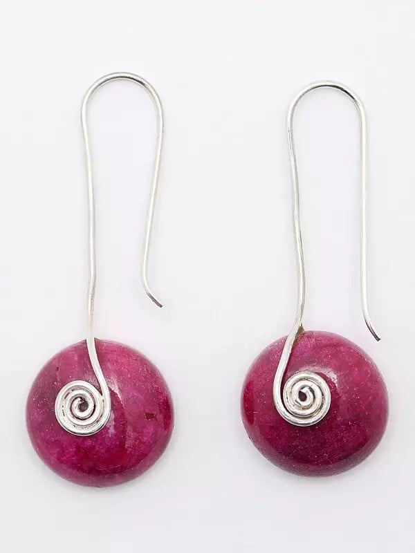 exotic india Round Shape Cabochon Ruby Earrings