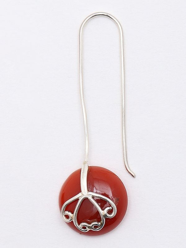 Exotic India Round Shape Carnelian Hook Earrings