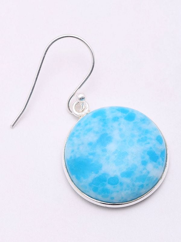 Exotic India Round Shape Faceted Larimar Earrings