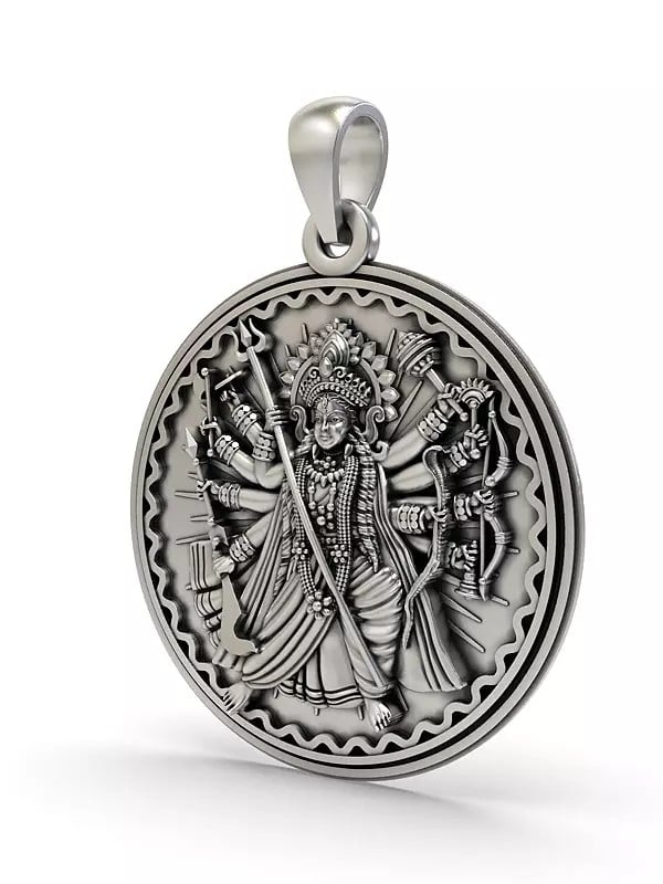 Exotic India Round Shape Goddess Durga Pendant