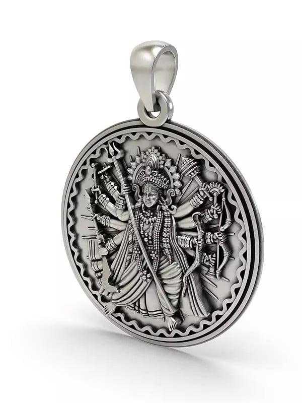 Exotic India Round Shape Goddess Durga Pendant