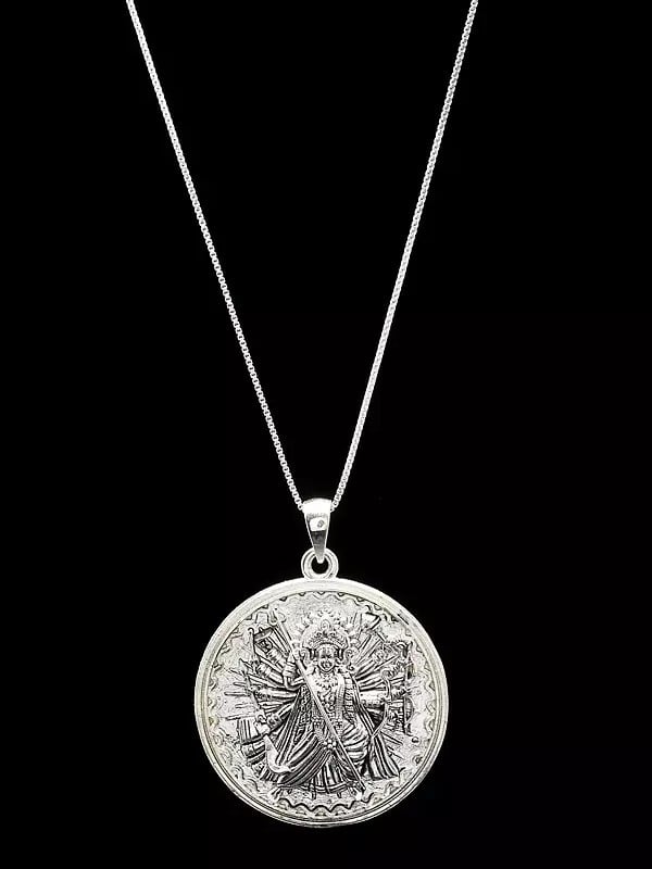 Exotic India Round Shape Goddess Durga Pendant