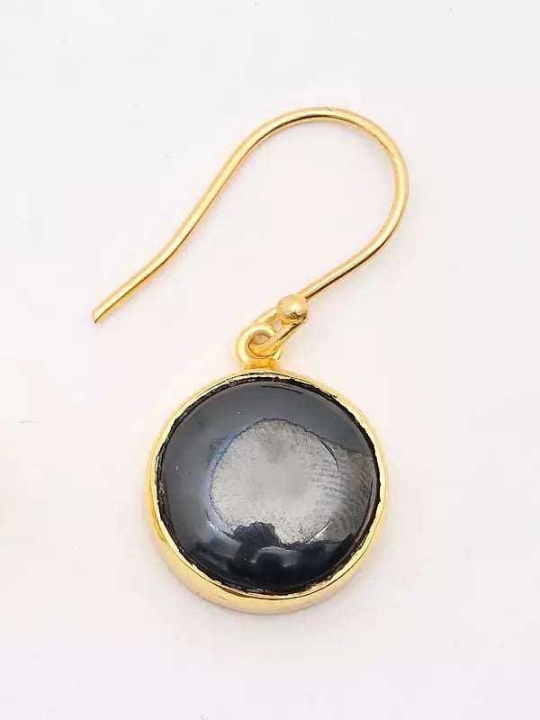 Exotic India Round Shape Hematite Hook Earrings 