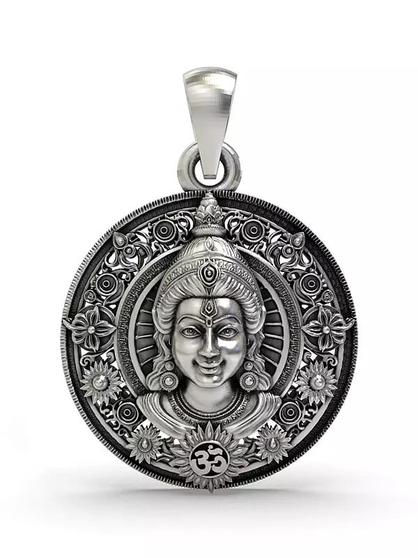 exotic india Round Shape Lord Rama Face Pendant 