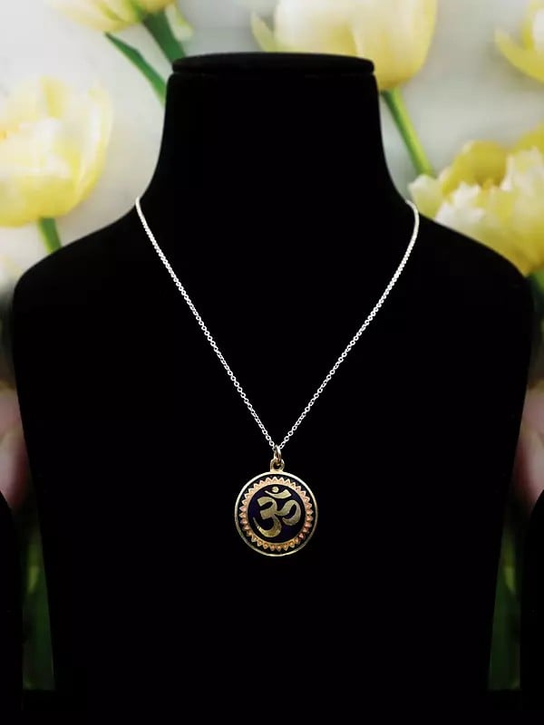 exotic india Round Shape Om Pendant 