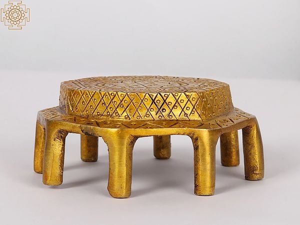 Exotic India Rounded Octagonal Ritual Brass Chowki