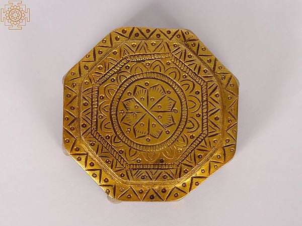 Exotic India Rounded Octagonal Ritual Brass Chowki