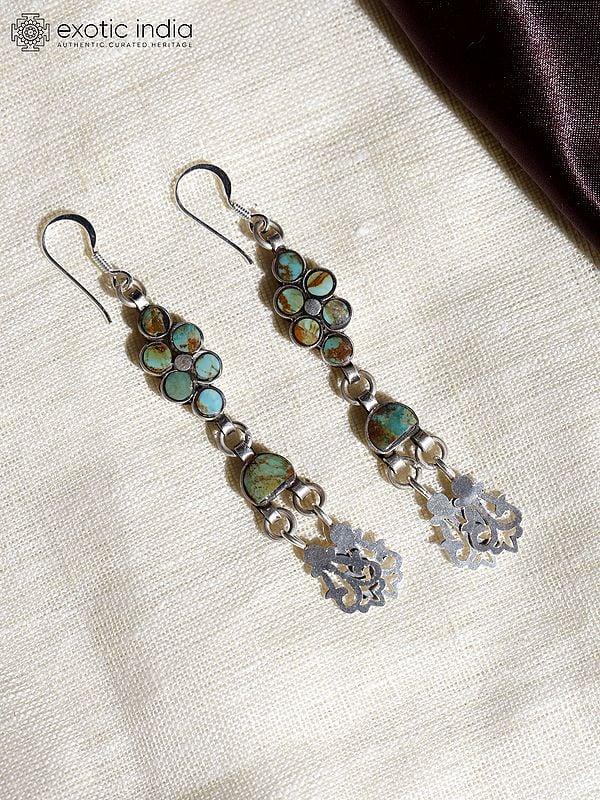 Exotic India Royston Turquoise Dangle Earrings 