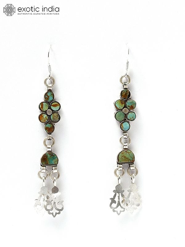 exotic india Royston Turquoise Dangle Earrings
