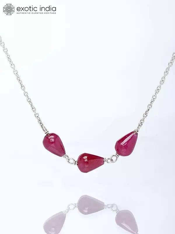 Exotic India Ruby Drops Long Necklace 