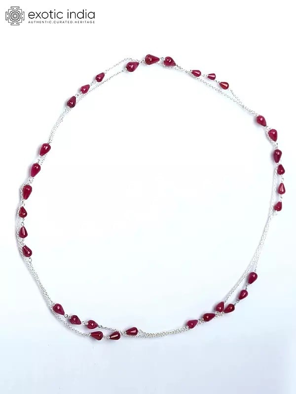 Exotic India Ruby Drops Long Necklace 