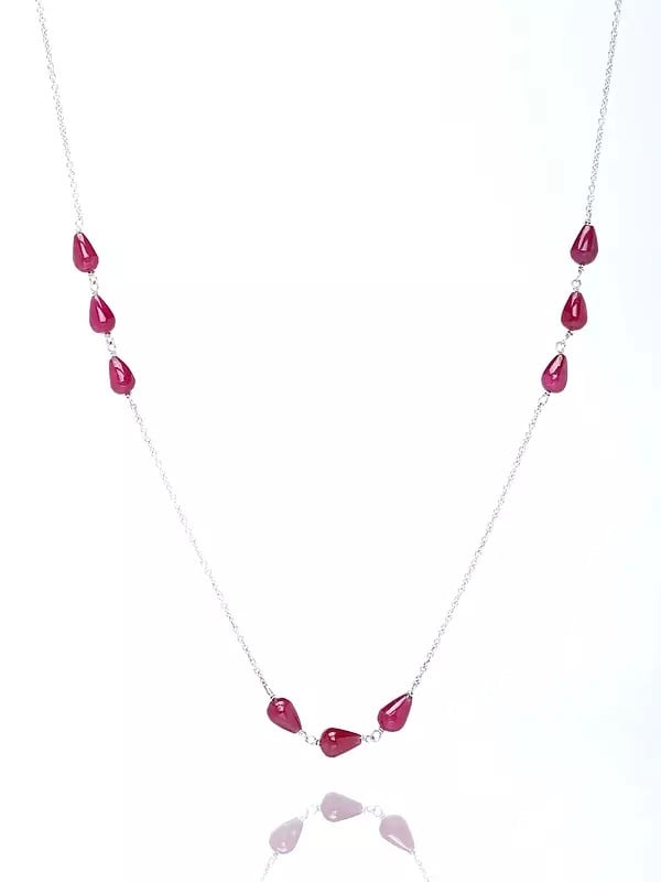 exotic india Ruby Drops Long Necklace 