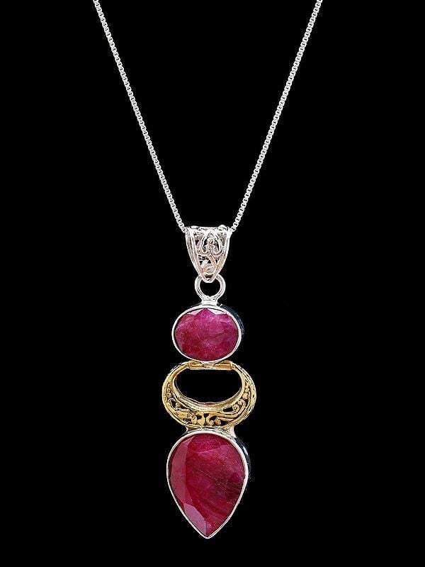 exotic india Ruby Gemstone Sterling Silver Pendant 