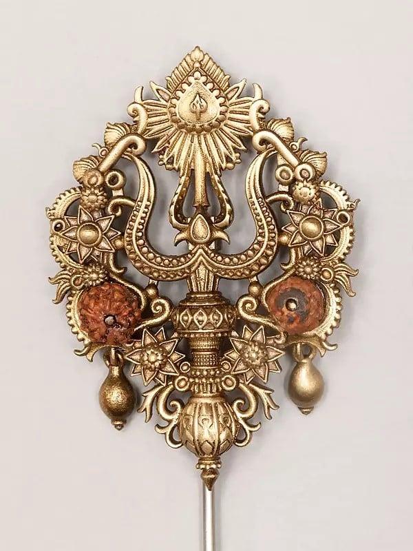 Exotic India Rudraksha Trishul Lapel Pin 