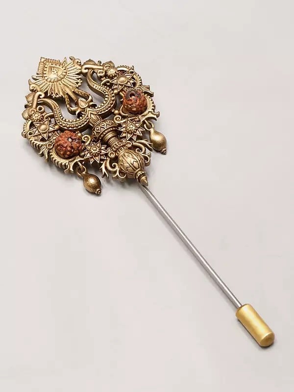 Exotic India Rudraksha Trishul Lapel Pin 