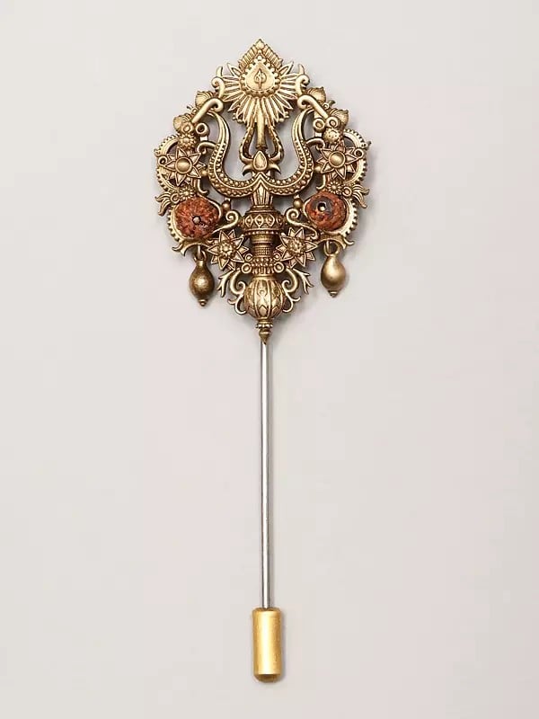 exotic india Rudraksha Trishul Lapel Pin 