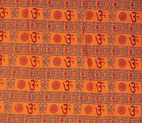 exotic india Sanatan Dharma Fabric with Printed Om 