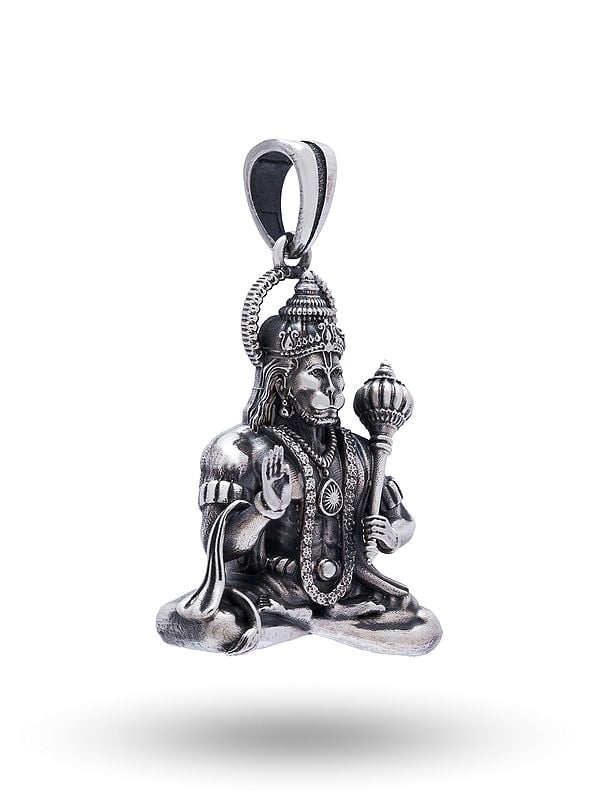 Exotic India Seated Blessing Hanuman Pendant 