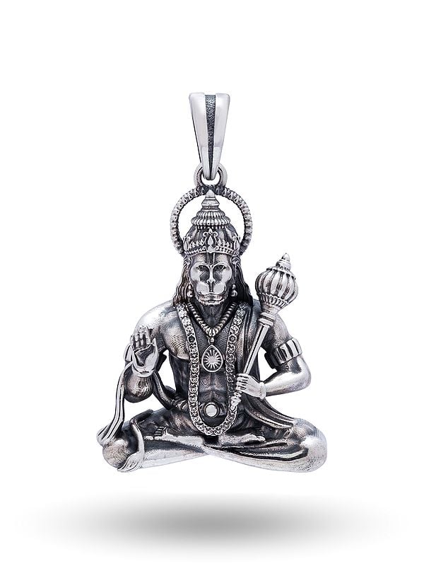 exotic india Seated Blessing Hanuman Pendant 