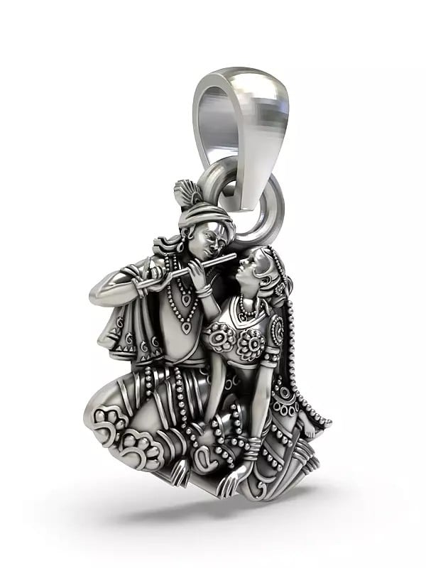 Exotic India Seated Radha Krishna Pendant 