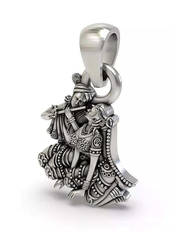 Exotic India Seated Radha Krishna Pendant 