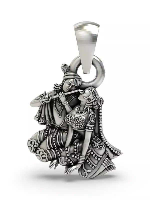 exotic india Seated Radha Krishna Pendant 