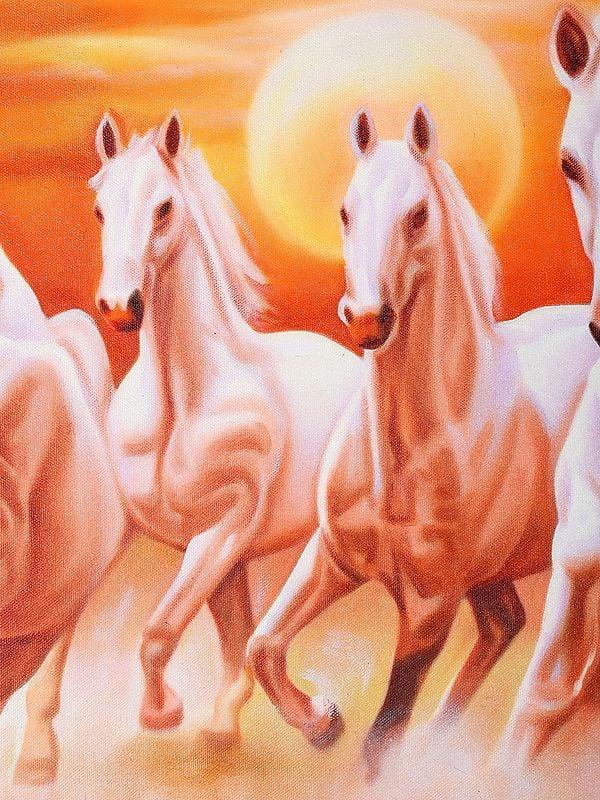 Exotic India Seven Running Horses | Oil Painting 