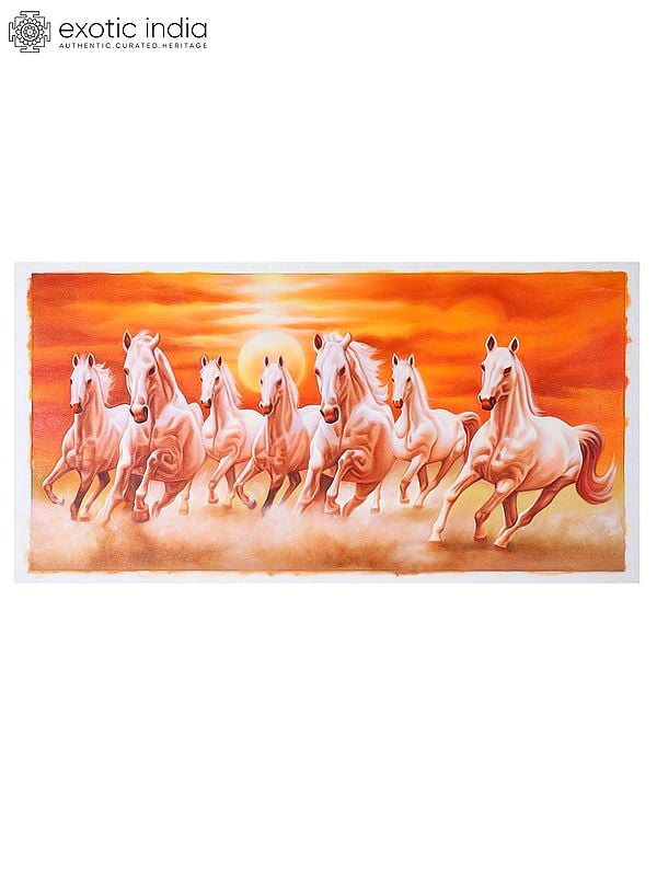 exotic india Seven Running Horses | Oil Painting 