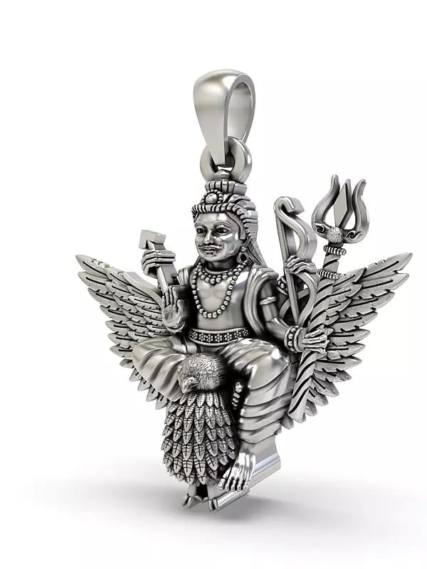 Exotic India Shani Dev Sterling Silver Pendant 