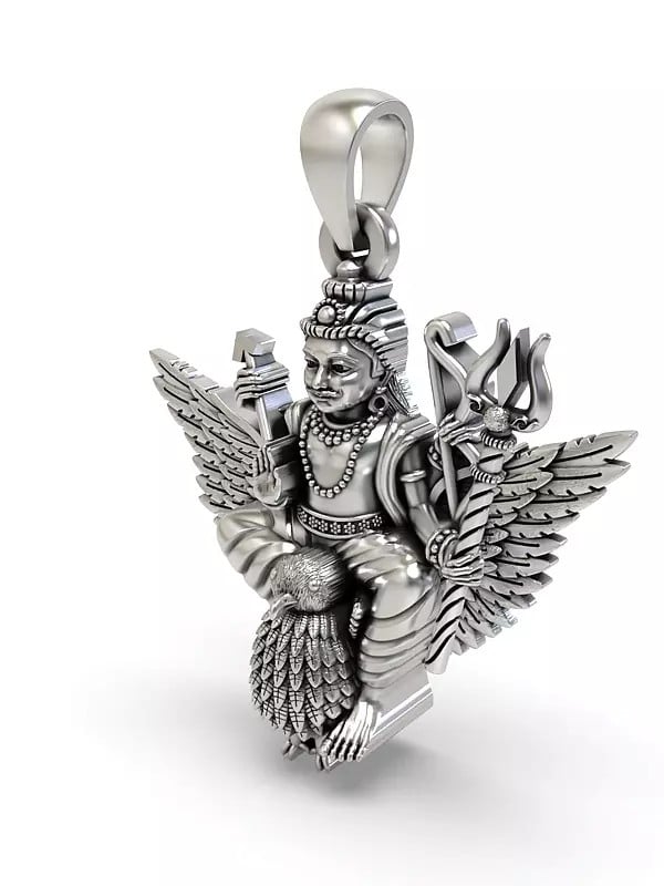Exotic India Shani Dev Sterling Silver Pendant 
